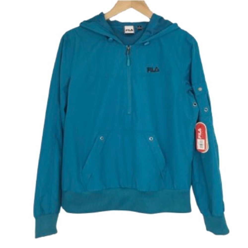 Fila Sport Women’s Pullover Hoodie Quarter Zip New Teal Blue Size Medium NEW